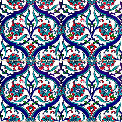 20x20 Çini Karolar-23, Lider Çini, Çini Karo 20x20 İznik Modeli,  Mozaik Çini, Turkish Ceramic