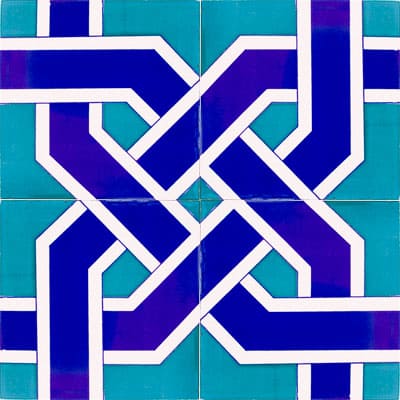 20x20 Çini Karolar-30, Lider Çini, Zincir Turkuaz Mavi Çini Karo,  Türk Hamam Çinileri, Turkish Bath Tile