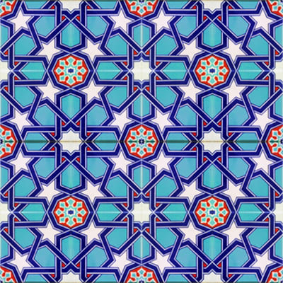 20x20 Çini Karolar-48, Lider Çini, Mavi Beyaz Geometri 20x20 Çini Karo,  İznik Çini Karo, Cami Çinileri, Cami Çinisi