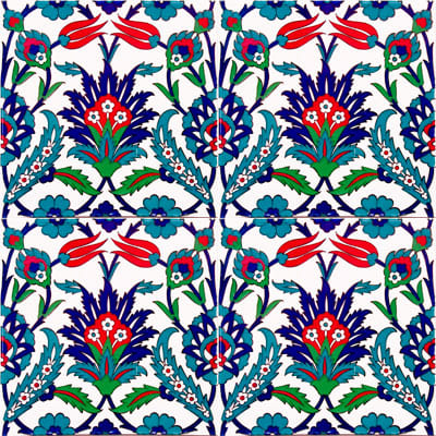 20x20 Çini Karolar-3, Lider Çini,  20x20 Duvar Çinisi, Çini Kalebodur, Osmanlı Çini Karo Modeli