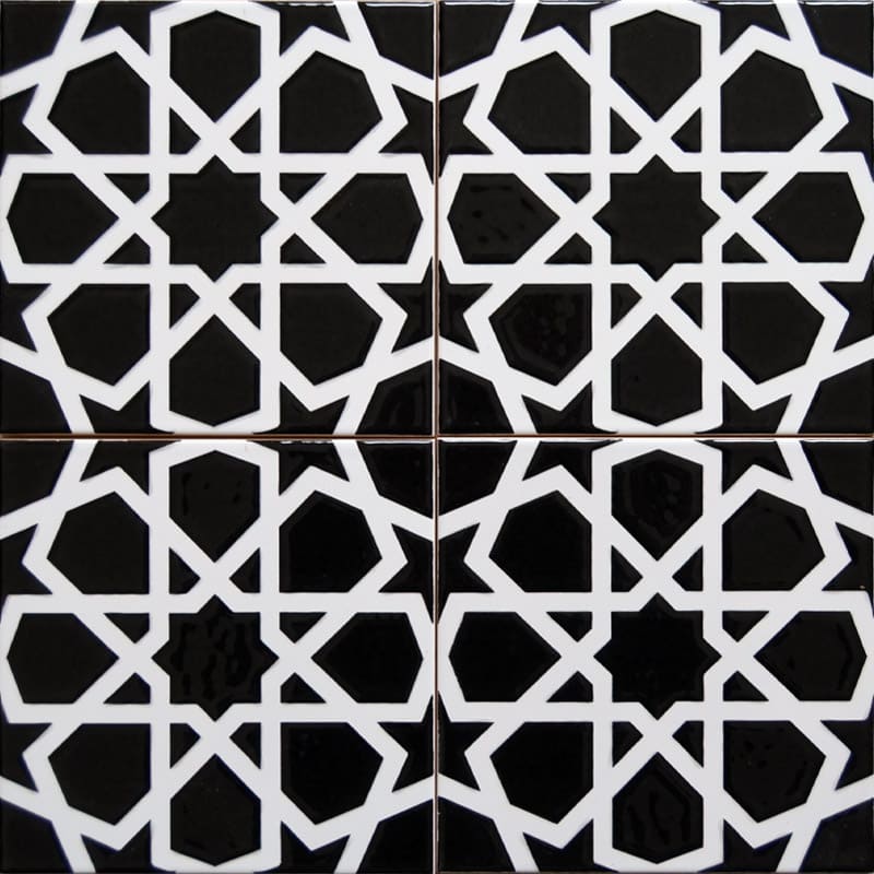 20x20 Çini Karolar-37, Lider Çini, 20x20 Çini Seramik Karo Siyah Beyaz,  Hamam Çini Seramik, Cafe Seramik