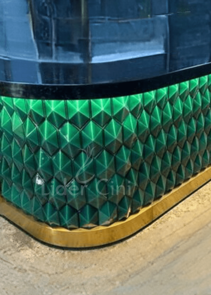 Otel Bar Seramikleri-0001, Lider Çini, 12.5x25 Altıgen Yeşil Diamaond Bar Önü Seramik, Diamond Cafe Seramik, Cafeterya Çinileri, Cafe Dekorasyon Seramik
