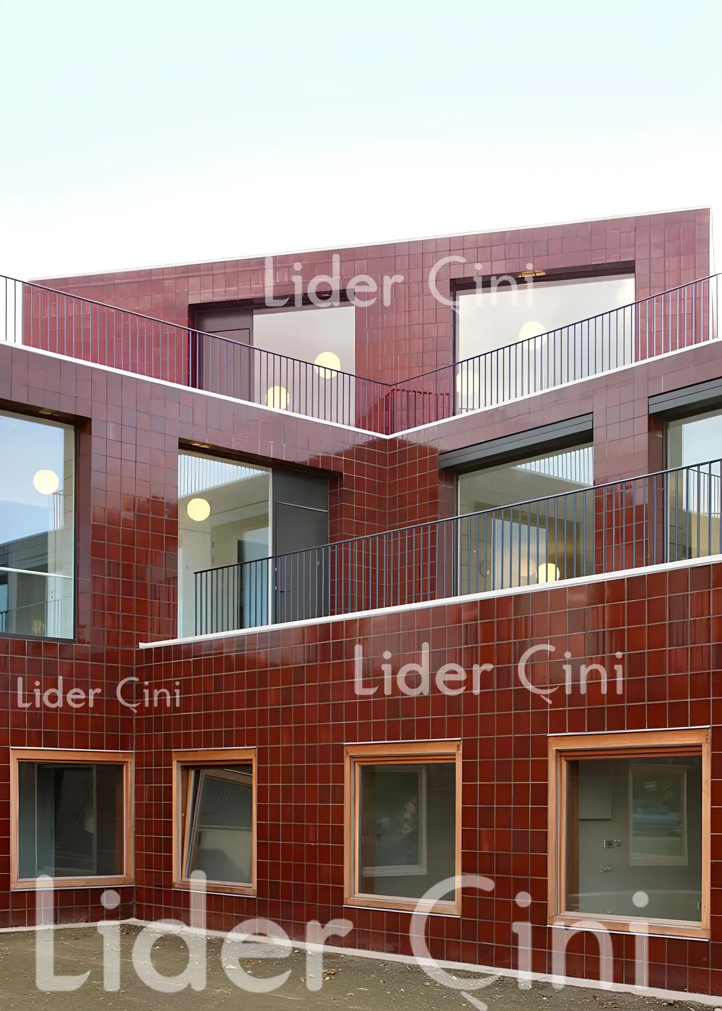 Otel/Cafe Seramikleri -10, Kırmızı Seramik Cephe Kaplaması, Kırmızı Seramik Kaplamalı Cephe Tasarımı, Kırmızı Seramik
