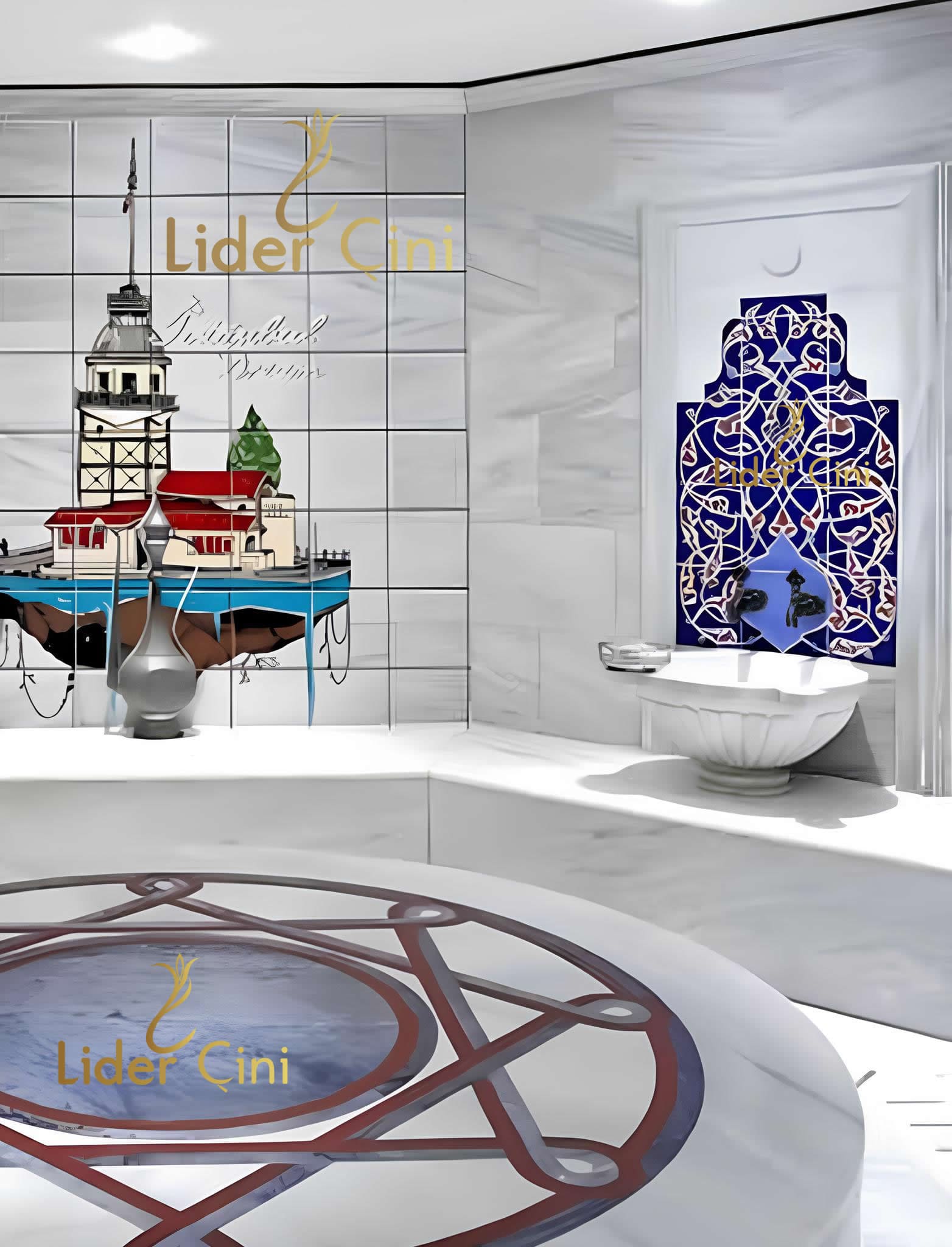 Hamam Çinileri-32,Lider Çini, Hamam Hayat Ağacı Çini Pano, Turkish Bath Tile Models, Banyo Hamam Çini Pano, Duş Seramik Çini Pano