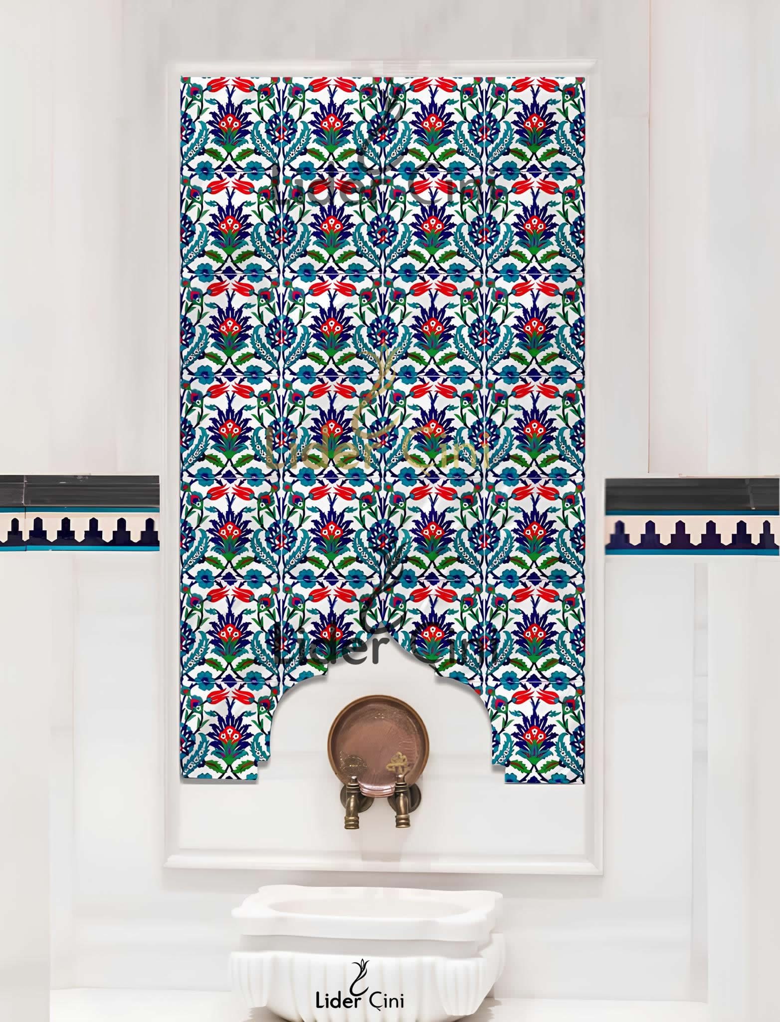 Hamam Çinileri-06, Lider Çini, 80x160 Sarmaşık Hamam Çinisi, Hamam Çini Modelleri