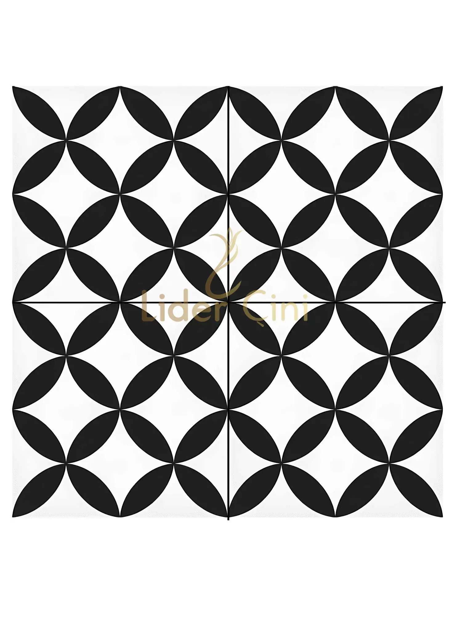 Desenli Yer Karoları-06, Yer Karo Modelleri Beyaz Siyah Geometri
